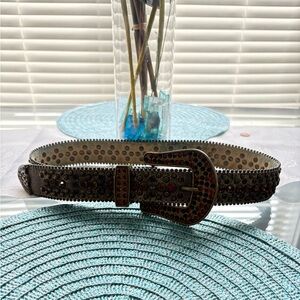 Gold Studded  Leather Western Belt
